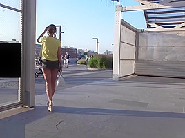 Jeny Smith flashes in a park