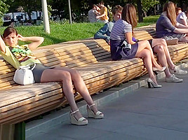 Jeny Smith flashes in a park