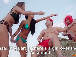 Katrina Moreno - Two Ugly Freaks Fucks Latina Babe On The Beach