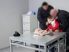 LAW4k Pretty dollface with petite body gets used by two guards