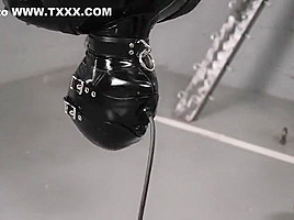 Latex slave upside down