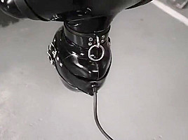 Latex slave upside down