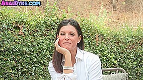 Lez MILF gets ass opened with speculum outdoor in closeup