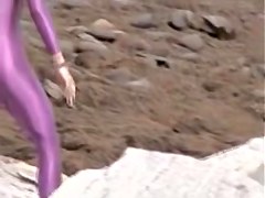 Lilac costume is on the candid body of amateur girl 08b