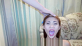 Little Asian Girlette With Bobbing Boobies