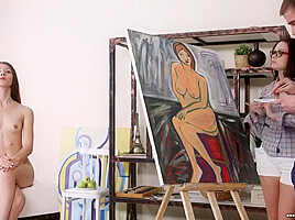 Liza Shay And Stefanie Moon - Painting Her Figure Stefani