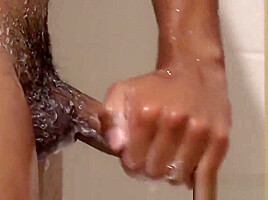 Lovely Asian teen 18+ sprays his hot load all over himself