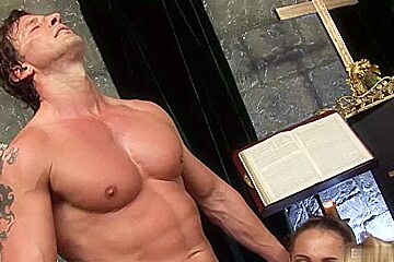 Lovely babes have group fuck in the church