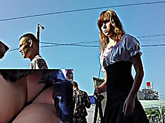 Lovely blondie in street upskirt movie