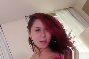 Lovely shemale dildoing her tight ass