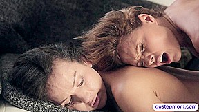 Lucky dude nailed hard his GF and her stepmom on the couch