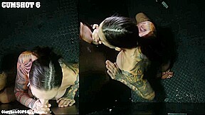 MILF Rocky draining 7 big gloryhole cocks in POV