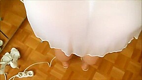 MILF housemaid showing her sexy feet in mules