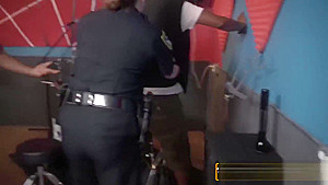 MUSCLED BLACK THUG pumps uniformed brunette CFNM
