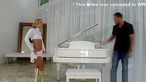Married woman fucks handyman on the piano