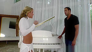 Married woman fucks handyman on the piano