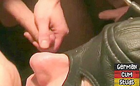 Masked German amateur bottom gangbang drilled in sling