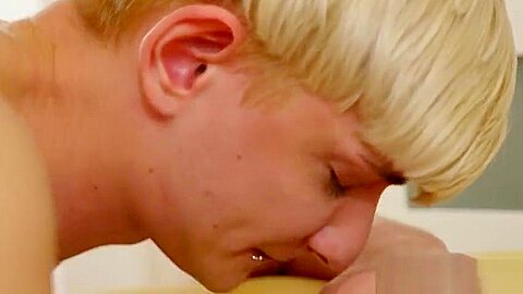 Massaged twink gobbles
