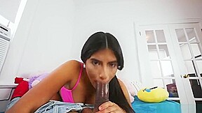 Michelle Martinez is giving a blow job to a big dude