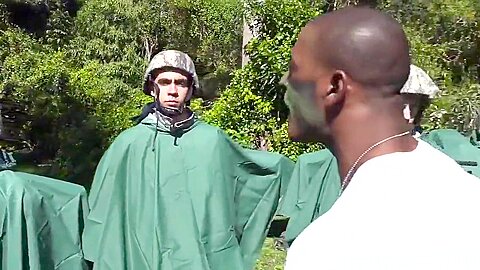 Military studs buttfuck in forest