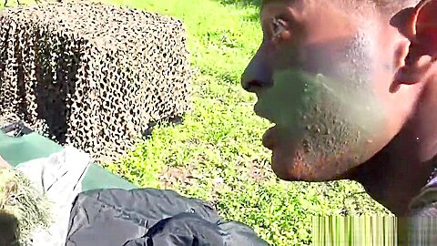 Military studs buttfuck in forest
