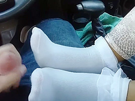 Miss Chimira Frilly Sockjob Cumshot