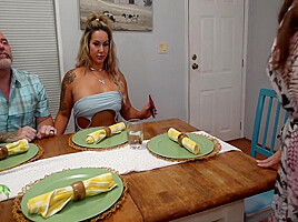 Misty Meaner, Scott Trainor And Kymber Leigh - Misty Likes To Tease Stepdad At The Table 9 Min