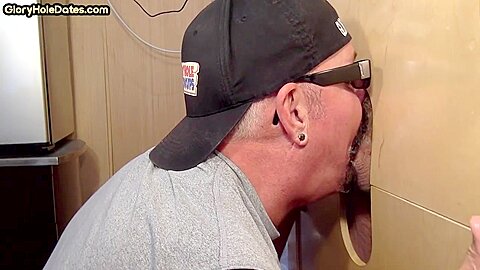 Mouthjizzed gloryhole DILF sucks BFs hard cock at home