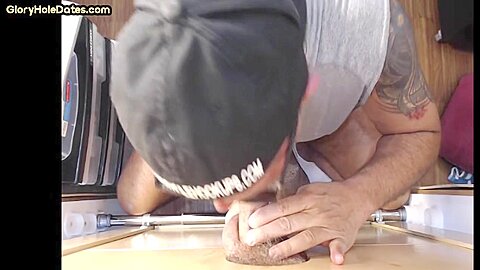 Mouthjizzed gloryhole DILF sucks BFs hard cock at home