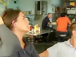 My College Girlfriend Giving Blowjob In Public Diner