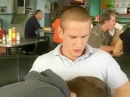 My College Girlfriend Giving Blowjob In Public Diner