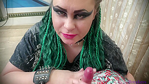 My Rock Girlfriend With Dreadlocks Sucks Deeply On Her Knees And Swallows Cum