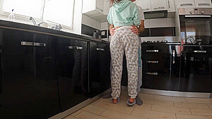 My Roommate Sees Me Gets Horny And Fucks Me In The Kitchen!