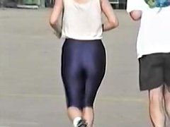 My neighbor housewife is running in candid sports shorts 06zm