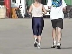 My neighbor housewife is running in candid sports shorts 06zm