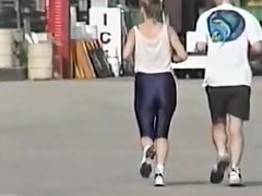 My neighbor housewife is running in candid sports shorts 06zm