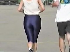 My neighbor housewife is running in candid sports shorts 06zm