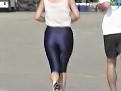 My neighbor housewife is running in candid sports shorts 06zm