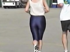 My neighbor housewife is running in candid sports shorts 06zm