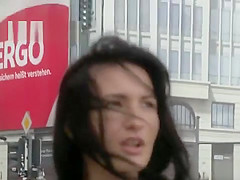 Naked slave walked in public parking
