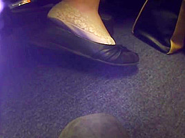 Nats Sexy feet in Pedi socks out of her shoe