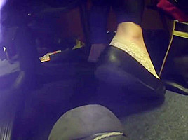 Nats Sexy feet in Pedi socks out of her shoe