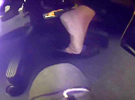 Nats Sexy feet in Pedi socks out of her shoe
