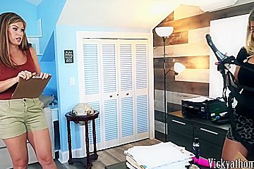 Naturally Titty Lesbians Unpack Box And Shag With Strapon