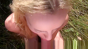 Naughty Czech blonde bangs outdoor pov