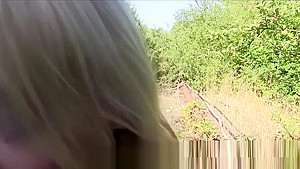 Naughty Czech blonde bangs outdoor pov