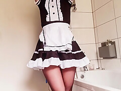 Naughty Maid Couldnt Hold In Her Piss So She Let Out A Fountain In Public Hotel Bathroom