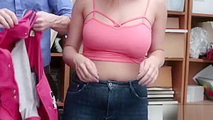 Naughty busty teen 18+ banged by a cop in front of stepmom