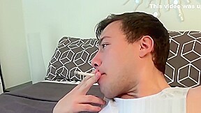 Naughty homo Blake Stone masturbates while smoking