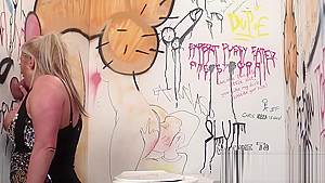 Naughty hottie gets cumshot on her face swallowing all the jism